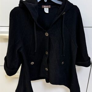 XCVI Women's Black Wool Button-Up Utility Jacket Size L